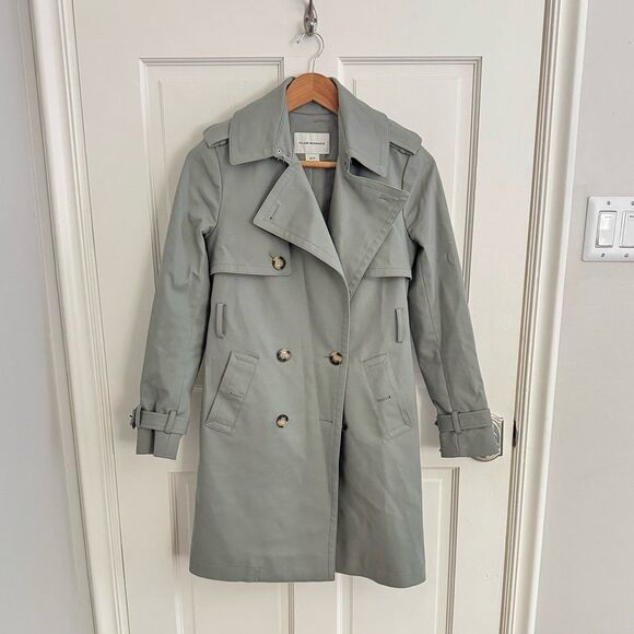 Club Monaco Matie Trench Coat in Sage Green Size XS - Picture 5 of 8